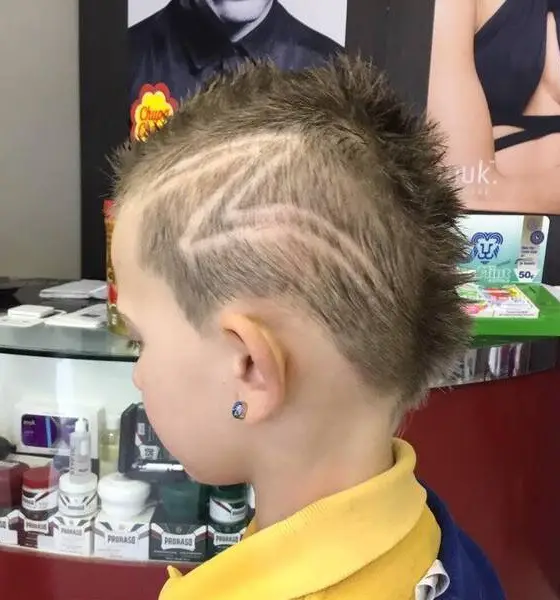 Double-Faded Lightning Bolt Haircut