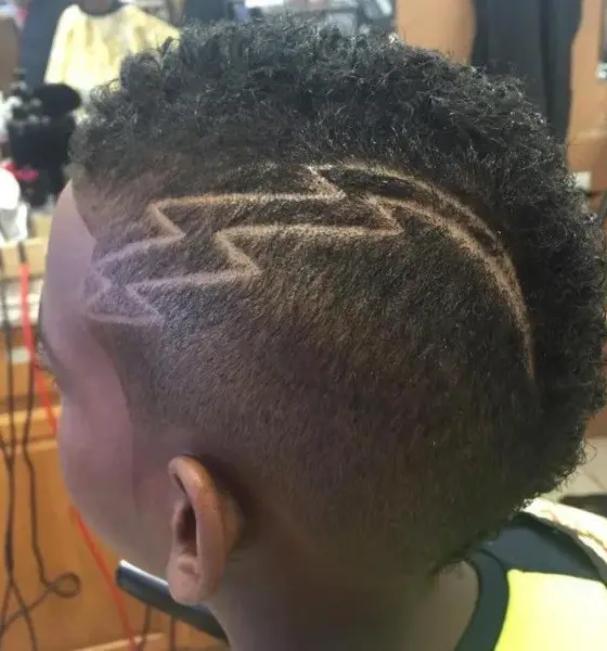 Short Afro Top Lightning Bolt Haircut