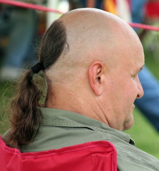 Bald Head With Ponytail Haircut