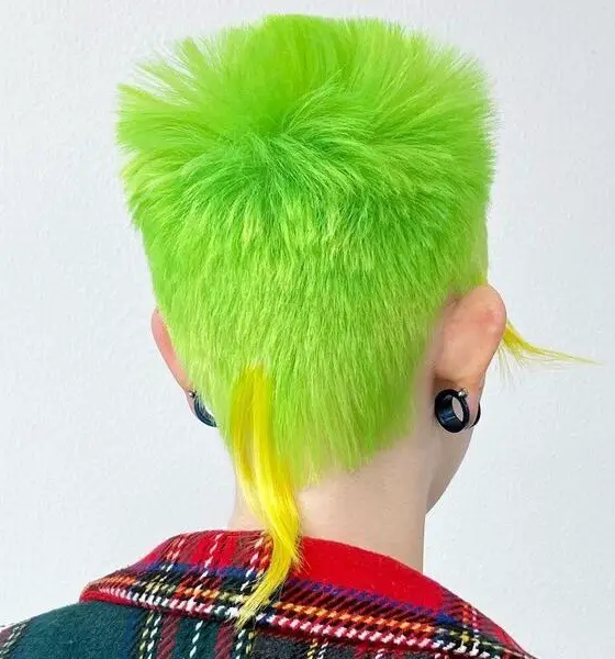 Bright Green Rat Tail Haircut