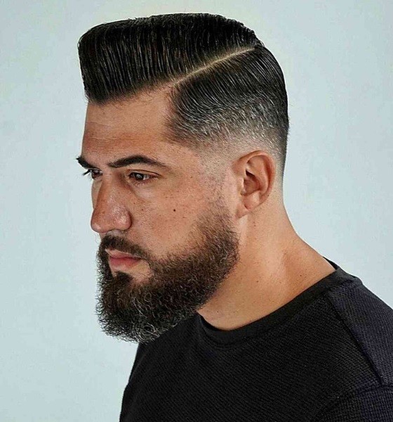 Low Fade Pompadour Baseball Haircut