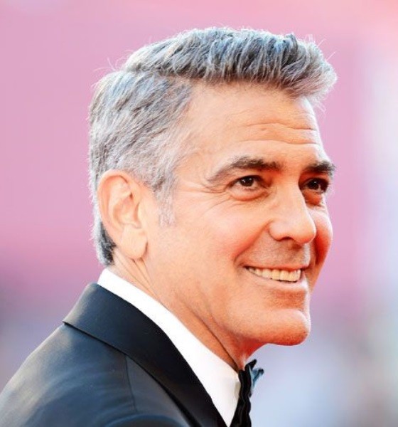 George Clooney Sharp Side Part Haircut