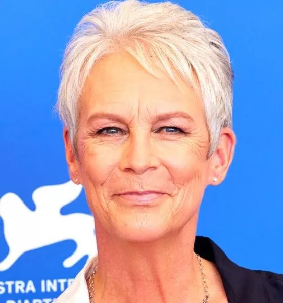 Jamie Lee Curtis Light Grey Pixie Haircut