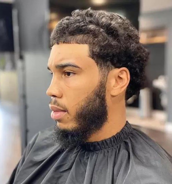 Jayson Tatum Curly Hair and Mid Taper Haircut