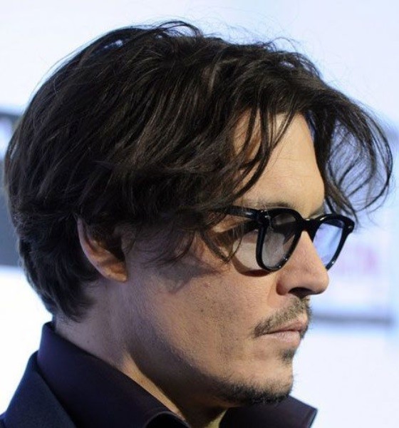 Johnny Depp Messy Middle-Part Haircut