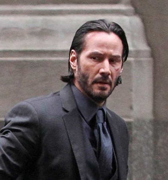 Keanu Reeves Wet Slicked Back Haircut