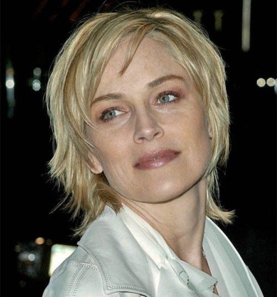 Sharon Stone Short Beachy Bob Haircut photo