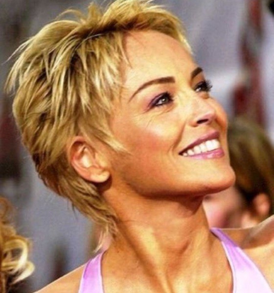 Sharon Stone's Short Shaggy Pixie Cut photo